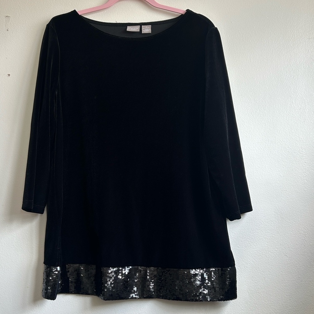 Black Velvet blouses with Sequin Hem